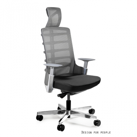 Scaune High end - Scaun birou diverse culori Spinelly, cadru negru, tapiterie sezut material textil, baza aluminiu, inaltime, adancime si cotiere reglabile, spatar si tetiera tip mesh, W-999-B-BL418 - Unique