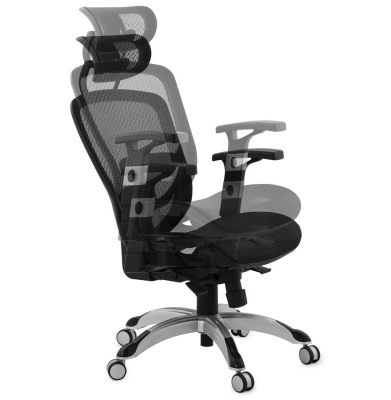 Scaun birou ergonomic premium Katrina negru cu tetiera reglabila, spatar mesh / baza crom, OC00300BL - Kokoon [17]