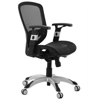 Scaun birou ergonomic premium Katrina negru cu tetiera reglabila, spatar mesh / baza crom, OC00300BL - Kokoon [4]