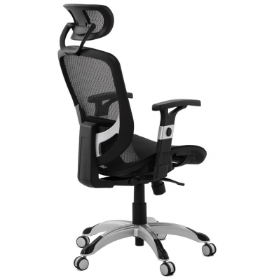 Scaun birou ergonomic premium Katrina negru cu tetiera reglabila, spatar mesh / baza crom, OC00300BL - Kokoon [3]