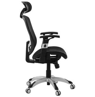 Scaun birou ergonomic premium Katrina negru cu tetiera reglabila, spatar mesh / baza crom, OC00300BL - Kokoon [2]