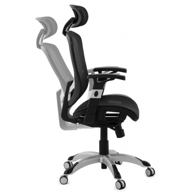 Scaun birou ergonomic premium Katrina negru cu tetiera reglabila, spatar mesh / baza crom, OC00300BL - Kokoon [18]
