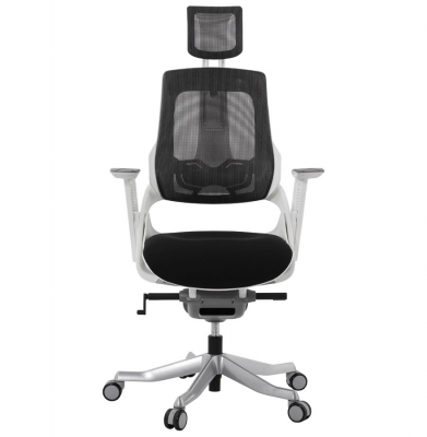 Scaun birou ergonomic premium SALYUT alb cu negru mesh / polipropilena / aluminiu, OC00320BL - Kokoon [1]