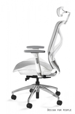 Scaun birou gri Hero White / Mesh, baza din aluminiu, cadru alb, spatar, tetiera si sezut mesh, inaltime si adancime reglabile, ZM-6661-W-NWH-8 - Unique [1]
