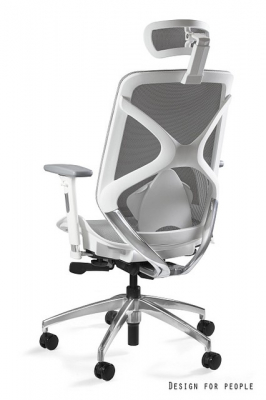 Scaun birou gri Hero White / Mesh, baza din aluminiu, cadru alb, spatar, tetiera si sezut mesh, inaltime si adancime reglabile, ZM-6661-W-NWH-8 - Unique [2]