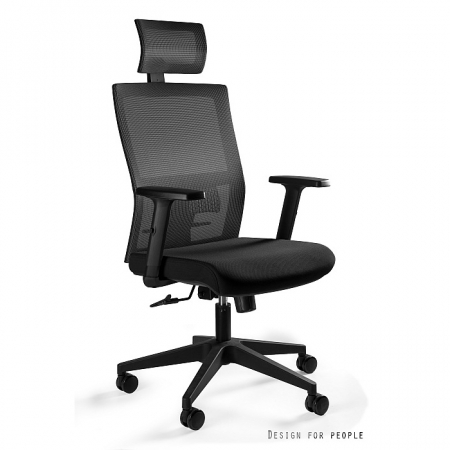 Scaune High end - Scaun birou negru ajustabil Task, spatar si tetiera tip mesh, sezut textil, MY02-2H - Unique