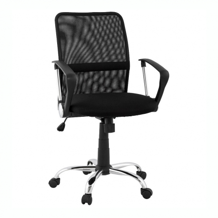 Scaune de birou - Scaun birou negru Harvard spatar mesh, picioare metal crom, OC00160BL - Kokoon