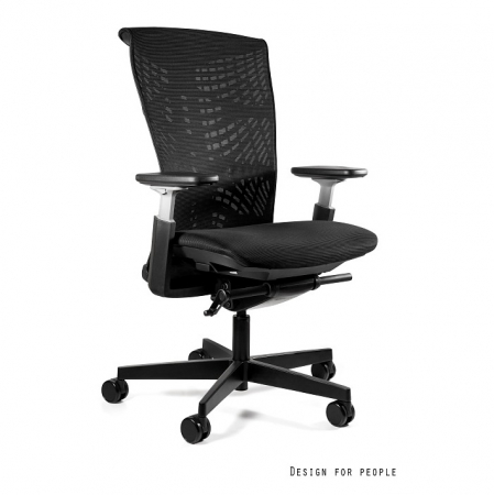 Scaune High end - Scaun birou negru Reya, baza aluminiu, cadru plastic negru, spatar tip mesh, sezut plasa multistrat, inaltime si adancime reglabila, 1228BNB-B-RS01 - Unique