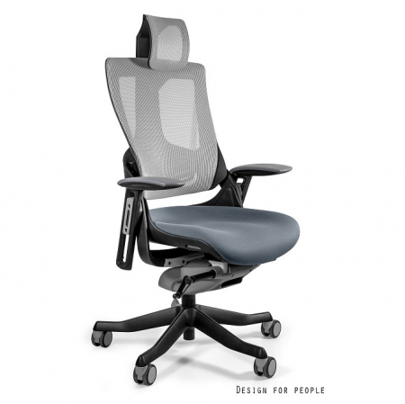 Scaun birou premium ajustabil Wau II, diverse culori, cadru negru, sezut textil, spatar si tetiera mesh, W-709-B-BL418/NW42 - Unique [1]