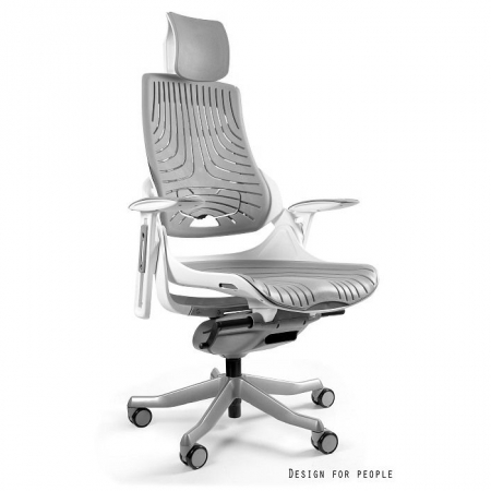 Scaune High end - Scaun birou premium gri/portocaliu ajustabil Wau, cadru alb, cu elastomer, W-609-W-TPE-8 - Unique