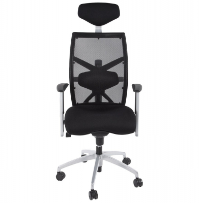 Scaun birou ergonomic premium Mit negru tapitat, spatar mesh, ajustabil, OC00090BL - Kokoon [1]