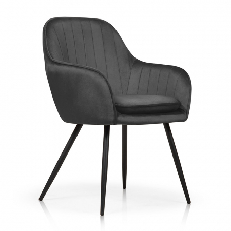 Fotolii - Scaun catifea diverse culori Kenni 56x86 cm, cu brate, perna detasabila, baza metal negru, ROMACHXXBCKBCKI - Atreve