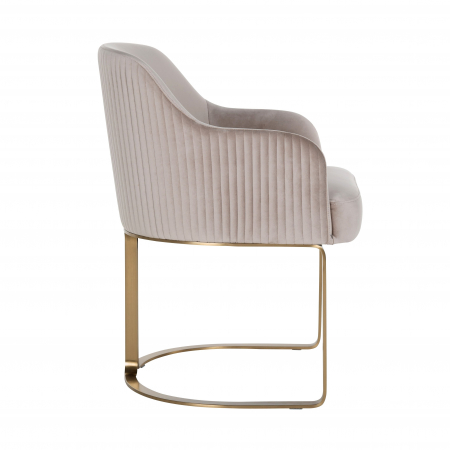 Scaun catifea lux Rados antracit/bej/gri, cadru otel inoxidabil auriu, cu brate, S4492 STONE VELVET - Richmond Interiors [13]