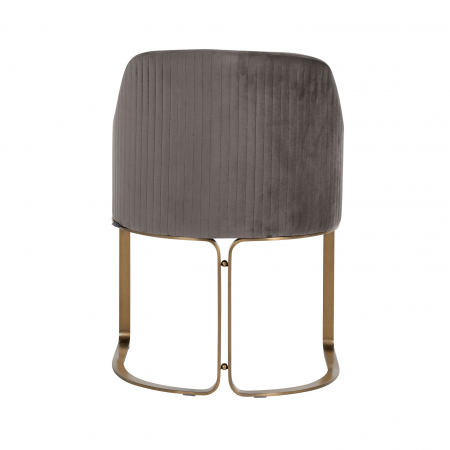 Scaun catifea lux Rados antracit/bej/gri, cadru otel inoxidabil auriu, cu brate, S4492 STONE VELVET - Richmond Interiors [4]