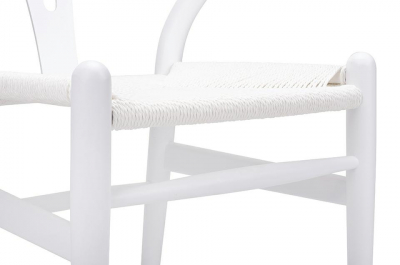 Scaun clasic alb Saku Premium cu spatar rotunjit din lemn masiv, sezut impletit, DC-541.WHITE - King [11]