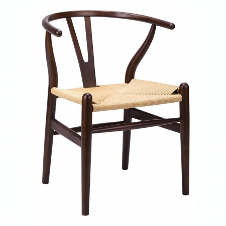 Scaune - Scaun clasic maro Saku Premium cu spatar rotunjit din lemn masiv, sezut impletit, DC-541.DARK.BROWN - King