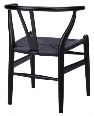Scaun clasic negru Saku Premium cu spatar rotunjit din lemn masiv, sezut impletit, DC-541.BLACK.NATURAL - King [9]
