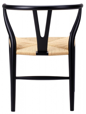 Scaun clasic negru Saku Premium cu spatar rotunjit din lemn masiv, sezut impletit, DC-541.BLACK.NATURAL - King [2]