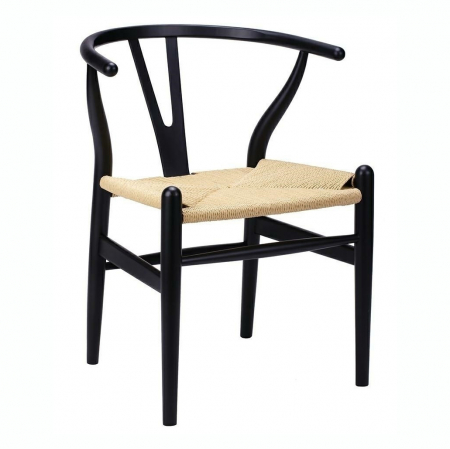 Scaune - Scaun clasic negru Saku Premium cu spatar rotunjit din lemn masiv, sezut impletit, DC-541.BLACK.NATURAL - King