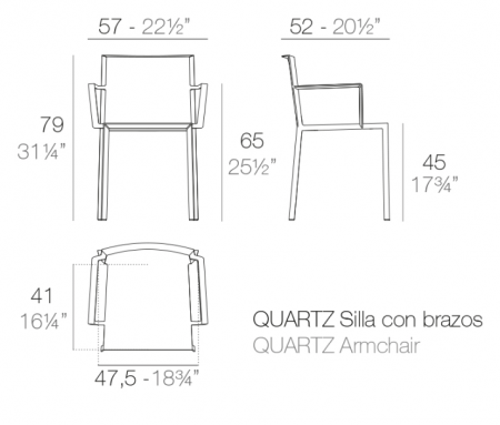 Scaun cu brate exterior premium Quartz poliamida, diverse culori, 54195 - Vondom [3]