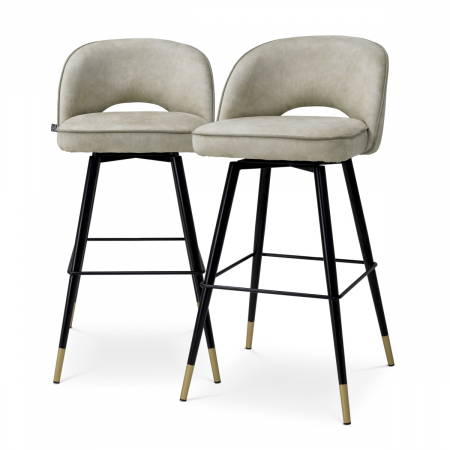 Scaune de bar -   Scaun de bar Cliff Mayer argintiu set de 2 119447 EICHHOLTZ