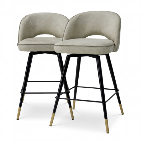 Scaune de bar -   Scaun de bar Cliff Mayer argintiu set de 2 119448 EICHHOLTZ