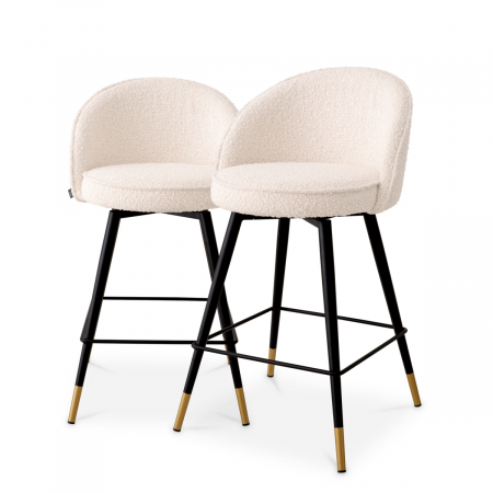 Scaune de bar -   Scaun de bar Cooper bouclé crem set de 2 117901 EICHHOLTZ
