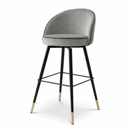   Scaun de bar Cooper roche gri deschis catifea set de 2 117658 EICHHOLTZ [1]