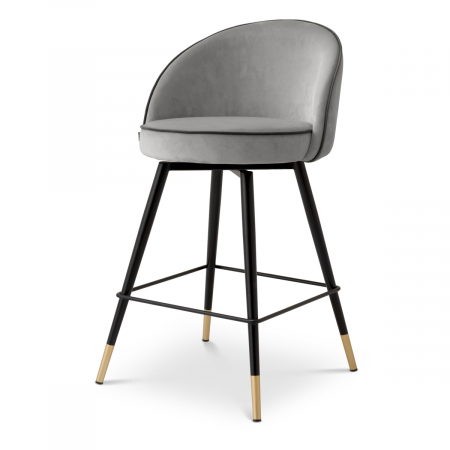   Scaun de bar Cooper roche gri deschis catifea set de 2 117659 EICHHOLTZ [1]