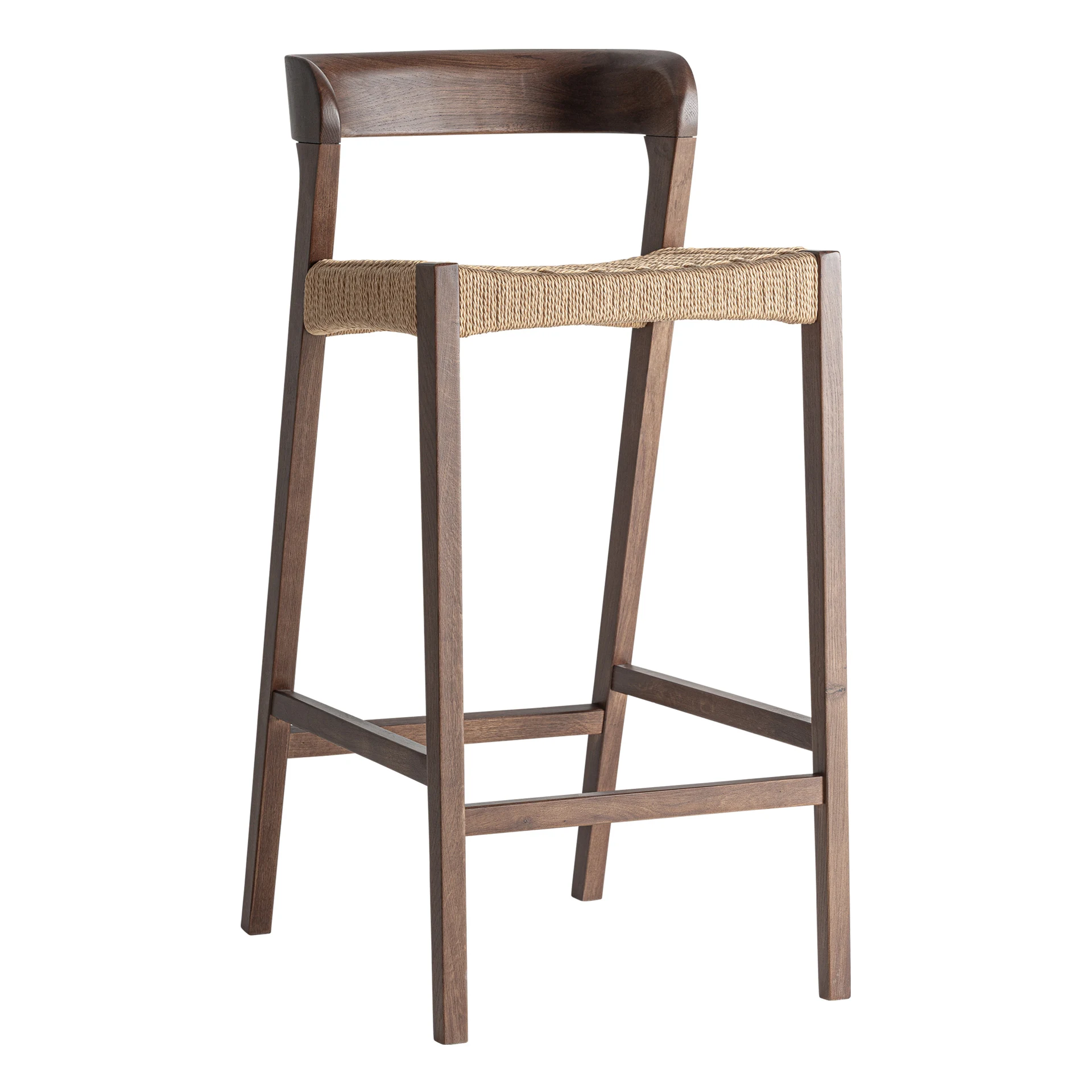 Scaune de bar - Scaun de Bar din Fibra Naturala si Lemn de Stejar, Maro, 45x53x96 cm - VicalHome 37743