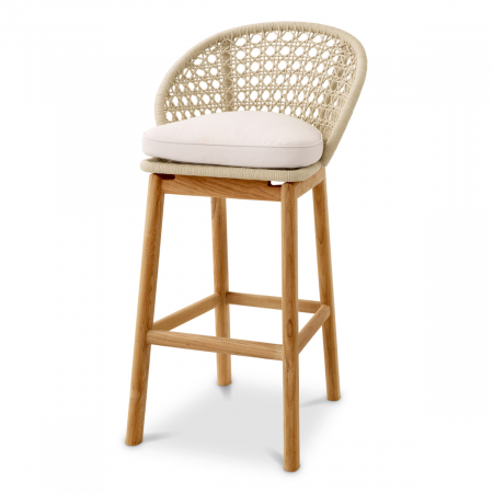 Produse -   Scaun de bar exterior Trinity țesătură cremă flores alb-off 118368 EICHHOLTZ