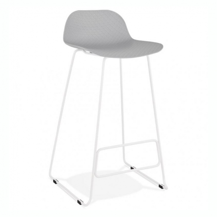 Scaune de bar - Scaun de bar gri modern Perpetual premium fara brate, picioare albe subtiri otel, polipropilena, BS02080GRWH - Kokoon
