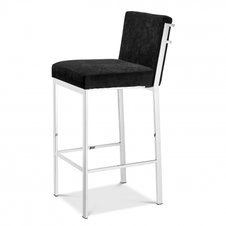 Scaune de bar - Scaun de bar lux Scott 76 cm catifea neagra, picioare aurii/argintii/bronz | Eichholtz - 110426