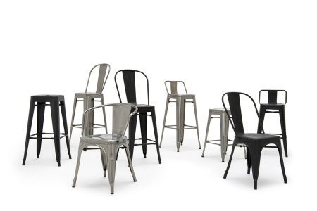 Scaun de Bar Tower Big Back 43x43x117 cm, Metal Lacuit - King Home [11]