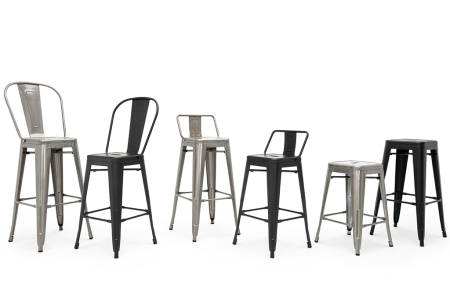 Scaun de Bar Tower Big Back 43x43x117 cm, Metal Lacuit - King Home [10]