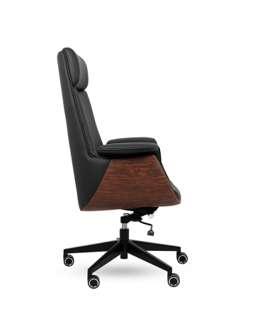Scaun de Birou Admiral, Piele Ecologică și Ecopiele Imitând Lemn Negru - King Home [2]