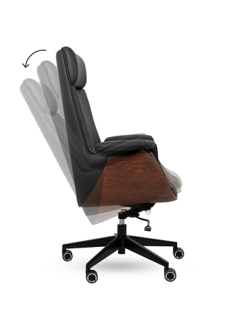 Scaun de Birou Admiral, Piele Ecologică și Ecopiele Imitând Lemn Negru - King Home [3]