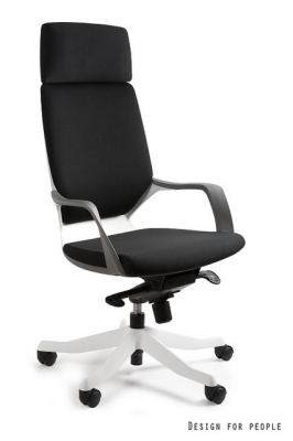 Scaune High end - Scaun de birou Apollo, tapiterie personalizabila, baza si spatar plastic alb, inaltime reglabila, W-909-W-BL418 - Unique