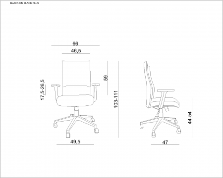 Scaun de birou Black on Black PLUS tapiterie material textil diverse culori, cotiere plastic, baza plastic, inaltime reglabila, W-93A-P-LF-26 - Unique [1]
