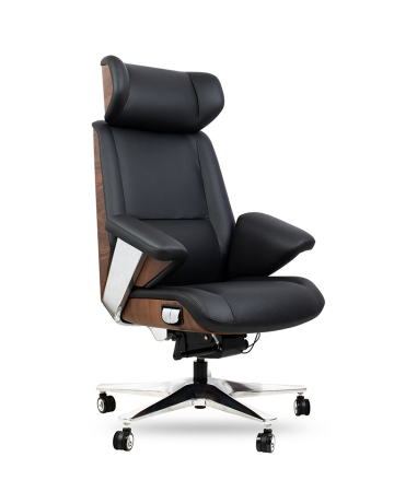 Scaune de birou - Scaun de Birou Comandor 78x82x130 cm, Piele Naturală Negru - King Home