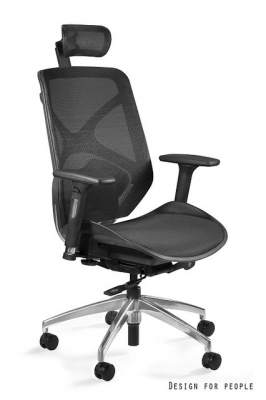 Scaune High end - Scaun de birou negru Hero Black / Mesh baza din aluminiu, cadru negru, spatar, tetiera si sezut mesh, inaltime si adancime reglabile, ZM-6661-B-NWH-4 - Unique