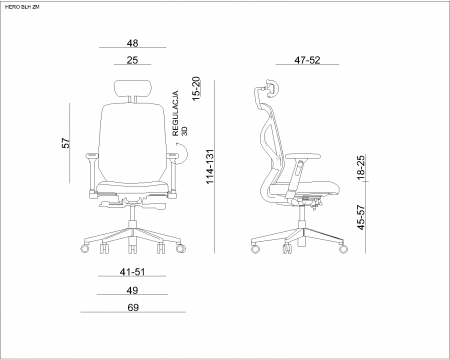 Scaun de birou diverse culori Hero White / Fabric baza din aluminiu, cadru alb, spatar, tetiera, sezut material textil, inaltime si adancime reglabile, ZM-6661-W-SM-2315 - Unique [1]