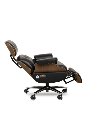 Scaun de Birou Lounge Automatic 88x86x110 cm, Piele Negru - King Home [4]