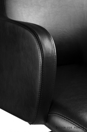 Scaun de birou negru Blossom Skid piele ecologica/naturala, baza fixa din aluminiu, S-571-PU-4 - Unique [2]