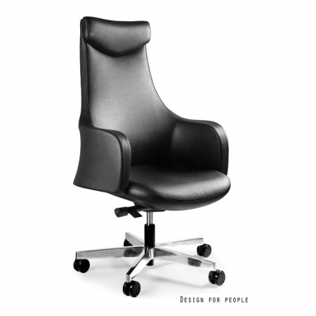 Scaune High end - Scaun de birou negru Blossom piele ecologica/naturala, baza aluminiu, inaltime reglabila, S-579-PU-4 - Unique