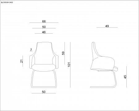Scaun de birou negru Blossom Skid piele ecologica/naturala, baza fixa din aluminiu, S-571-PU-4 - Unique [3]