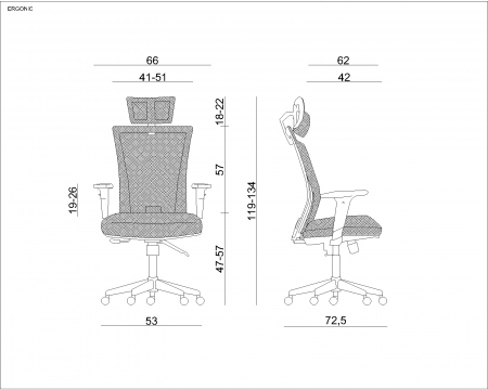 Scaun de birou negru Ergonic, sezut tapitat cu material textil, baza din plastic, inaltime reglabila, 1506H - Unique [2]