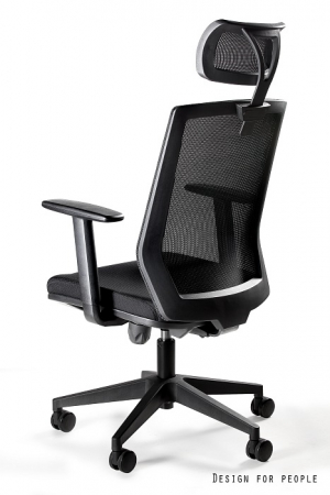 Scaun de birou negru Esta, inaltime reglabila, sezut tapitat cu material textil, spatar si tetiera cu plasa, baza plastic, FS02-1H - Unique [1]