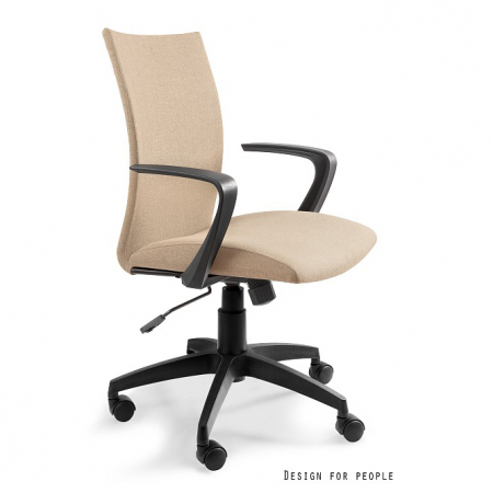 Scaun de birou negru/bej Millo, tapiterie material textil, baza si cotiere plastic, inaltime reglabila, W-157-1-1 - Unique [0]