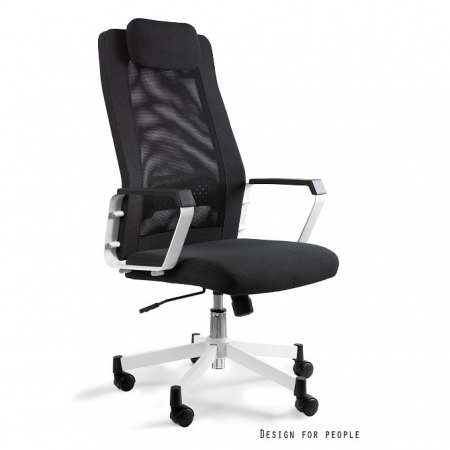 Scaune High end - Scaun de birou negru/gri Fox, inaltime reglabila, sezut tapitat cu material textil, spatar cu material textil si mesh, baza aluminiu, W-153A-4 - Unique